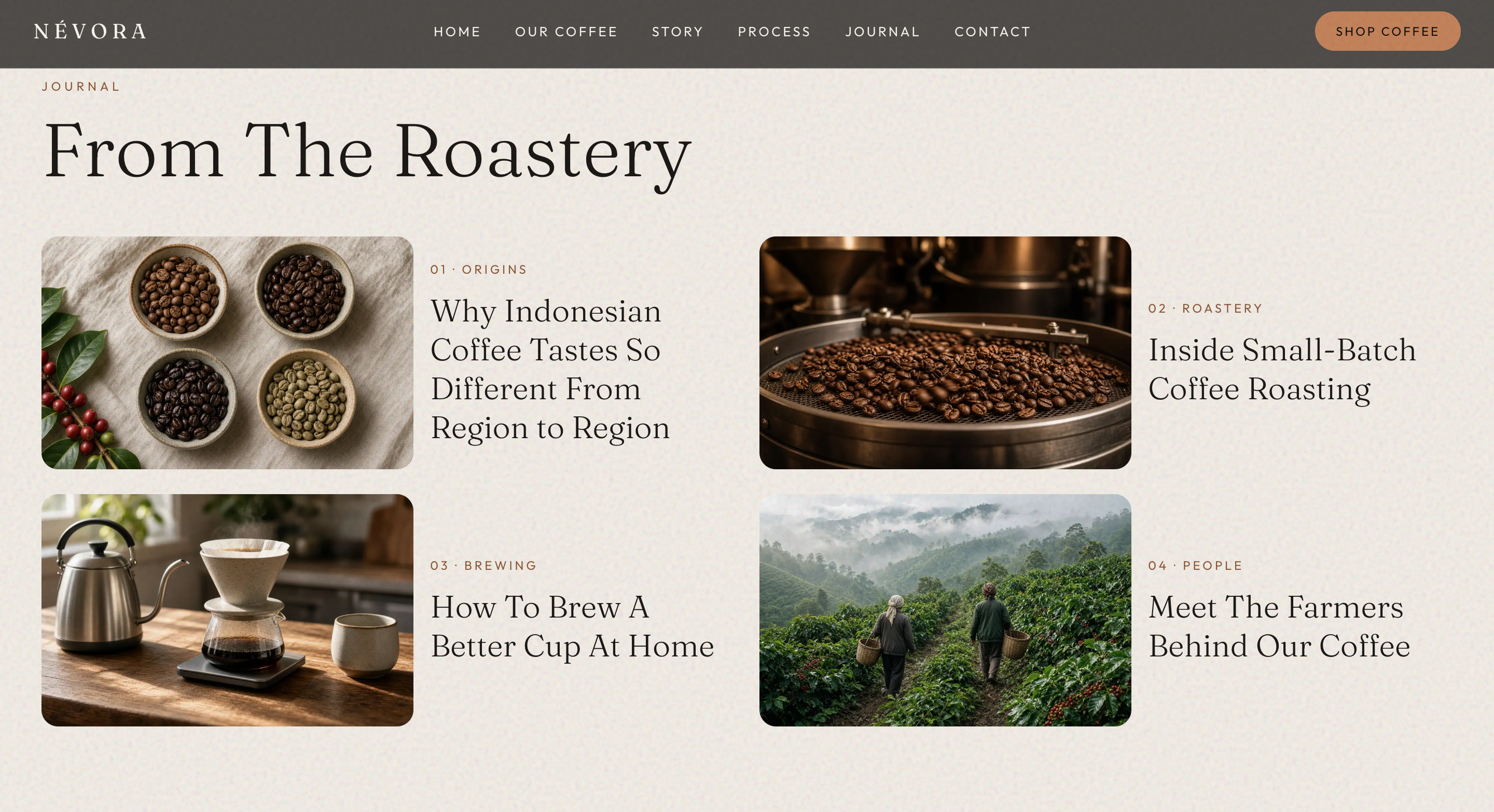 NÉVORA – Premium Specialty Coffee Brand Website